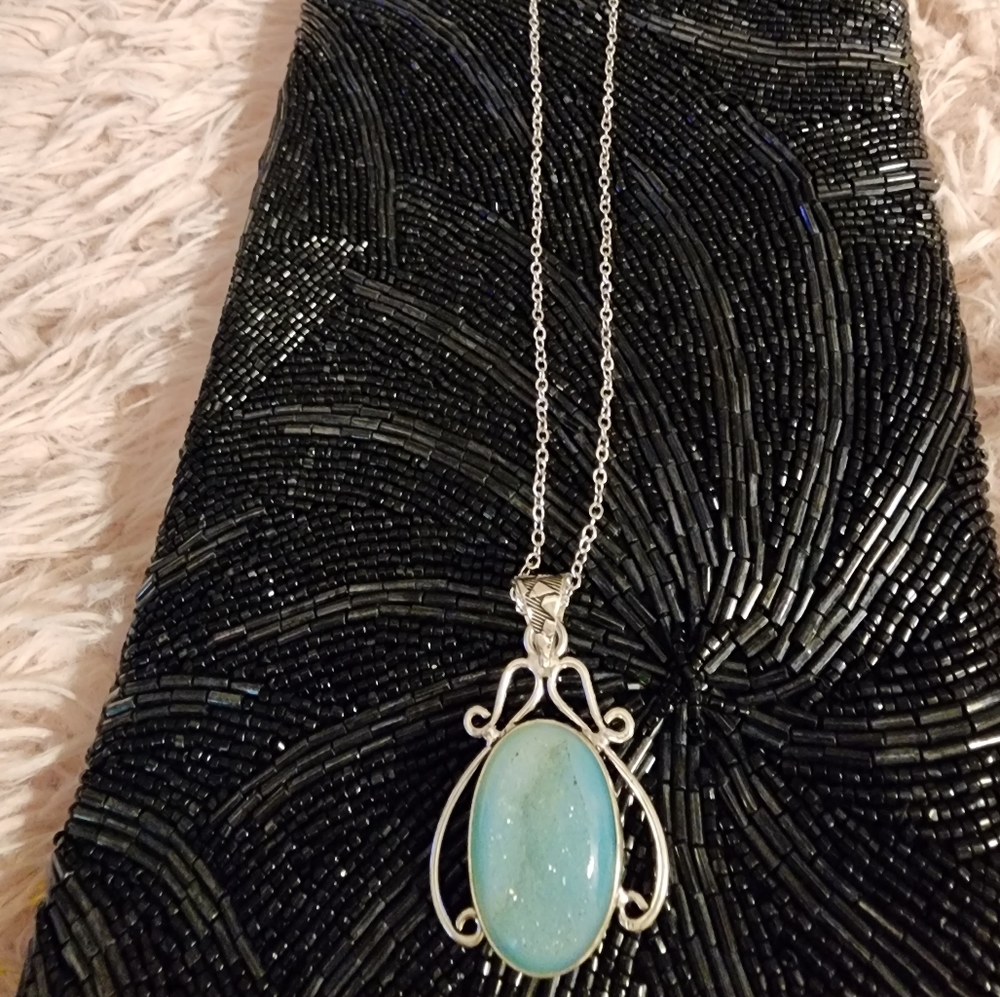 Vintage Baby Blue Natural Calcite Necklace